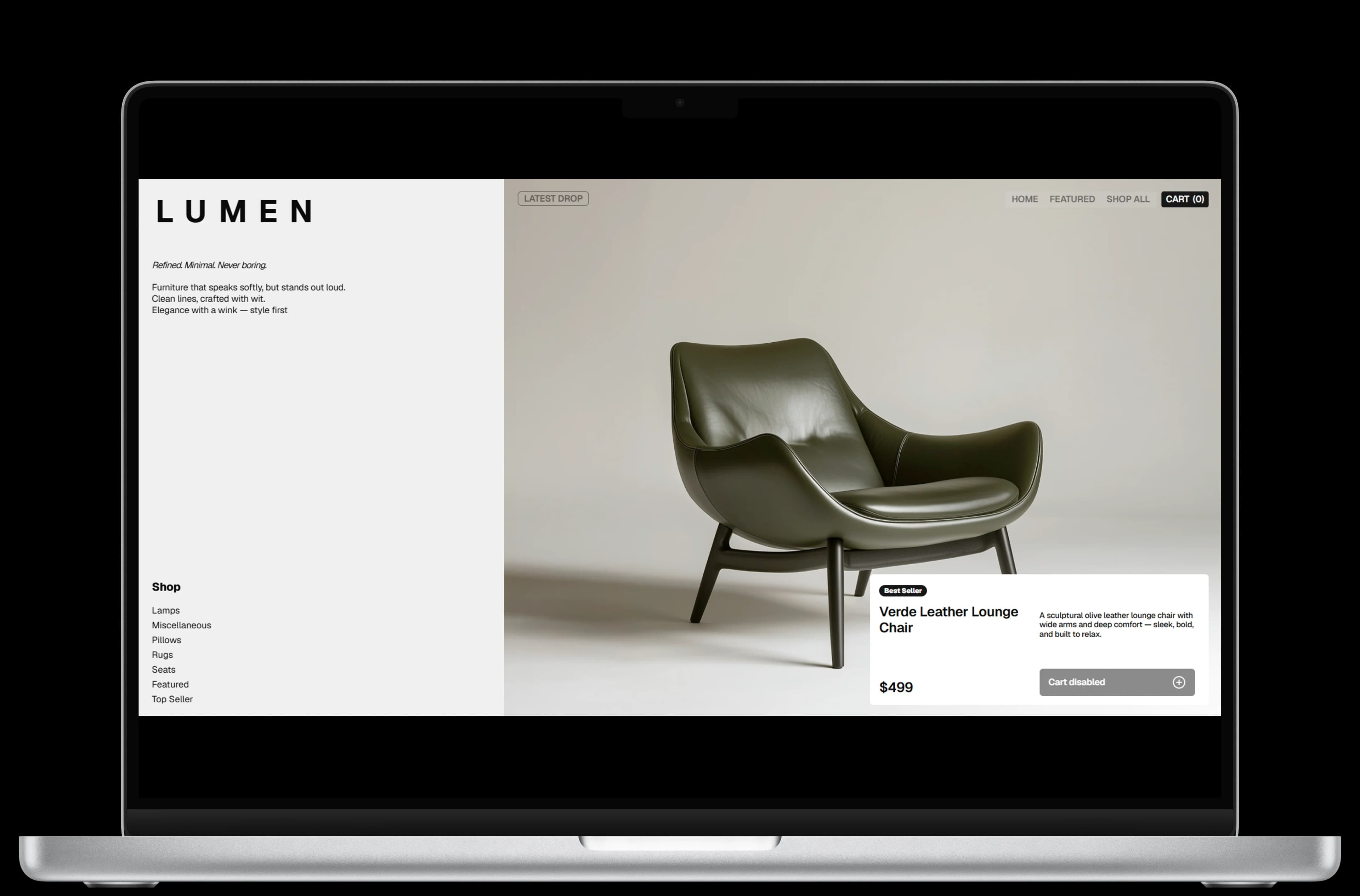 Tienda online de muebles Lumen, desarrollada por Xync, estudio de desarrollo web en Salamanca