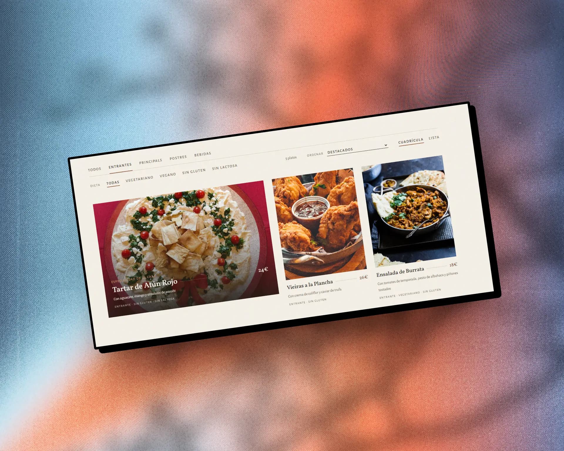Lumière — Web de restaurante con carta dinámica — Restaurante en Salamanca por Xync, captura 1