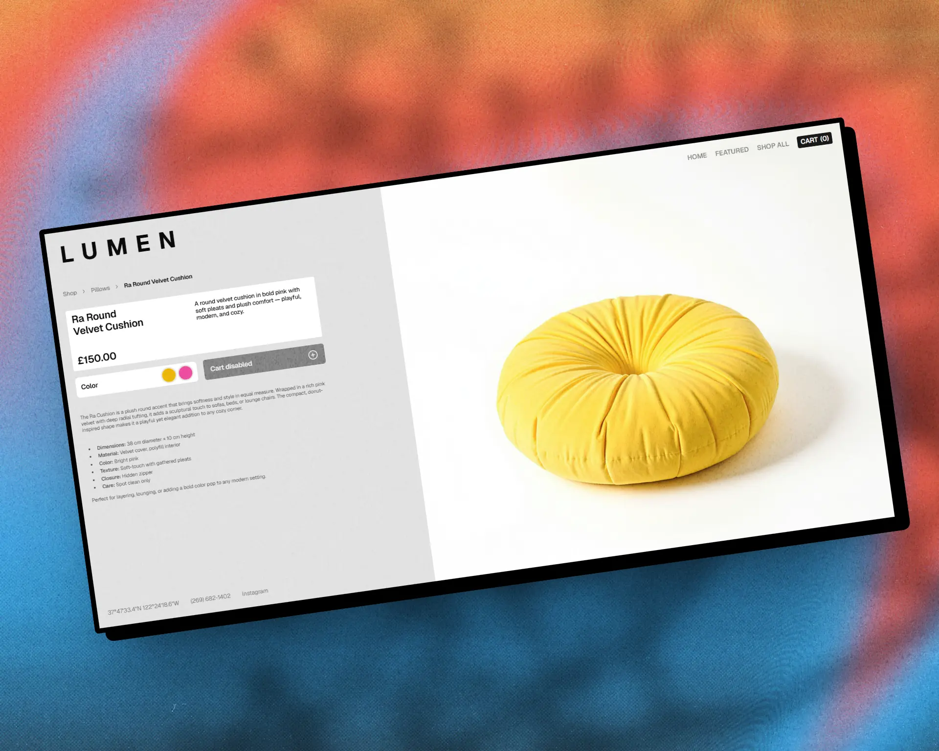 Lumen — Ecommerce de muebles con catálogo filtrable — Ecommerce de mobiliario en Salamanca por Xync, captura 2