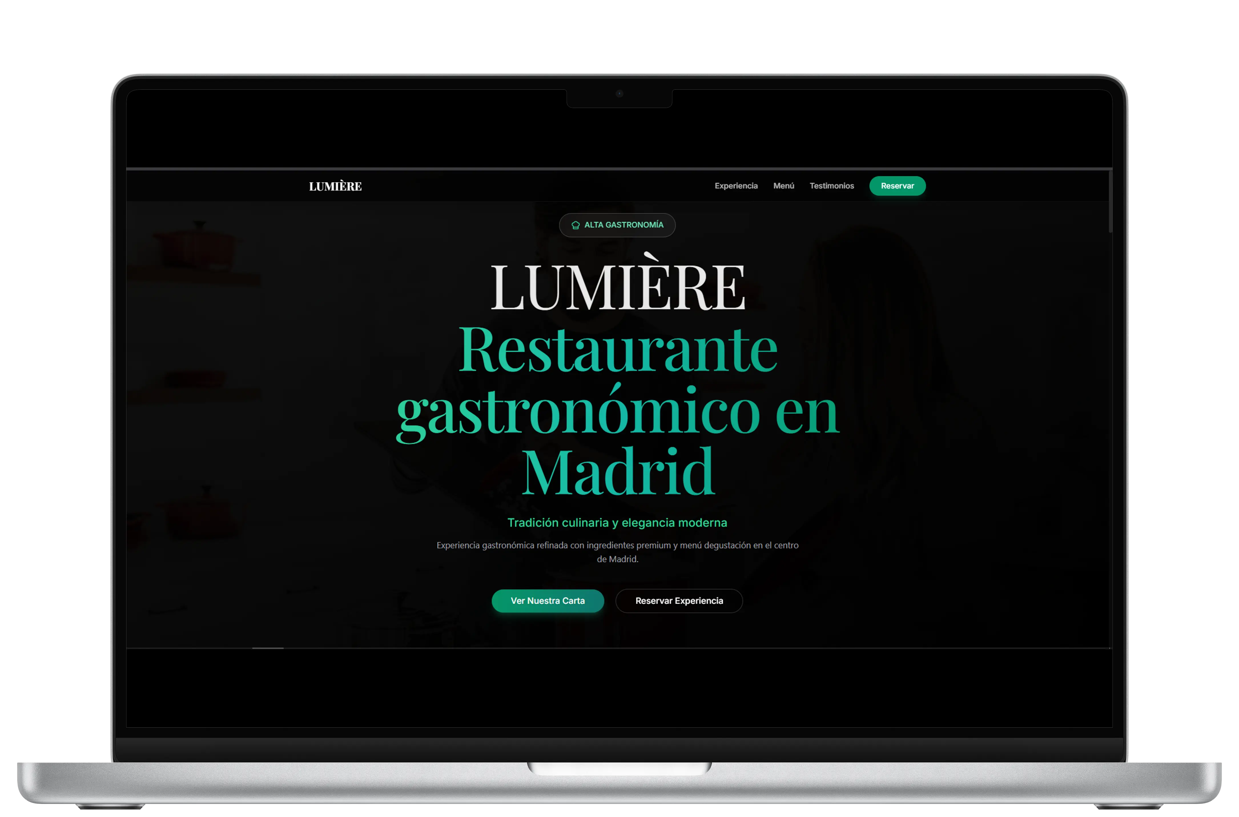 Web del restaurante Lumière con carta dinámica